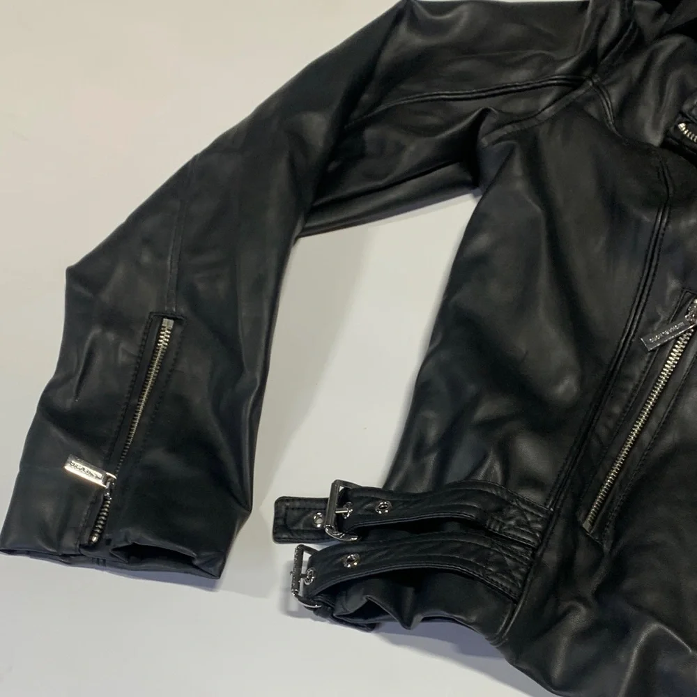 Michael Kors Ruched leather biker jacket - Women’s‎ L - 327